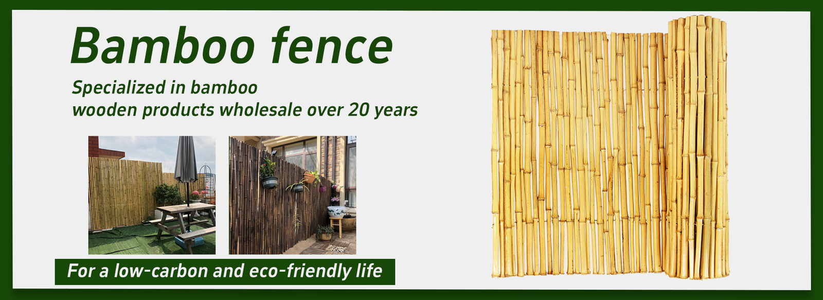 Nursery 2x1.8m Decorative Bamboo Fence With Frame Carbonized Bamboo Fencing